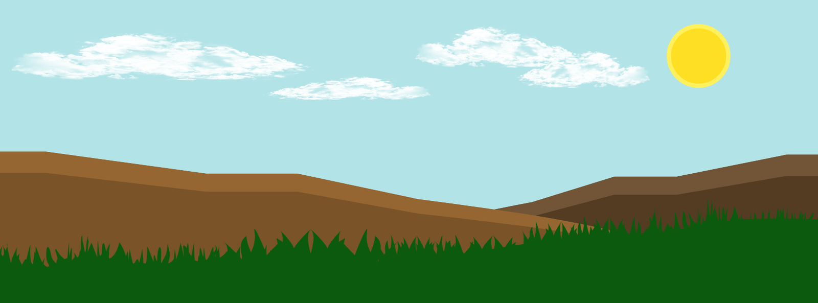 Cartoon style minimalist mountains landscape
