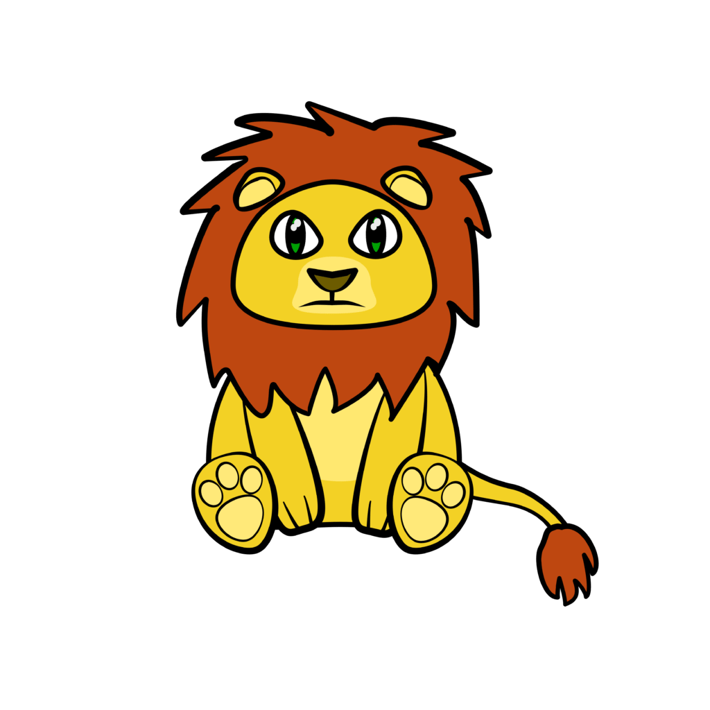 Lonely Lion icon and mascot - a lonely lion cartoon character