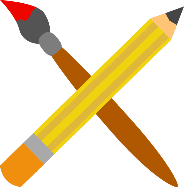 A crossed paintbrush and pencil icon