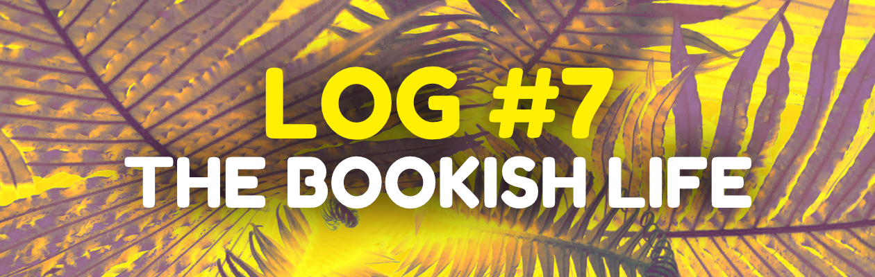 Blog header of yellow and brown palm leaves and blog title - The bookish life